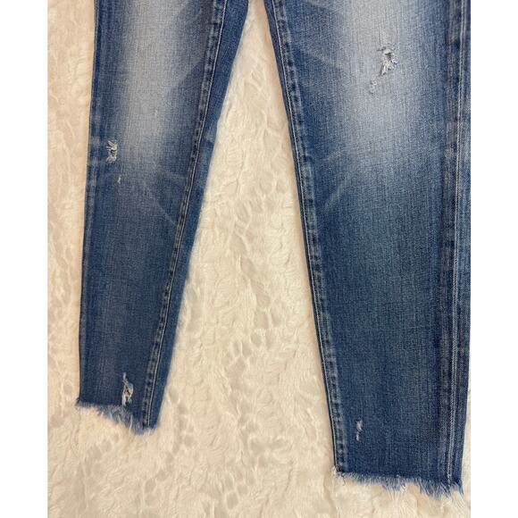 Moussy Vintage Diana Skinny Jeans Light Blue Distressed Raw Hem Cropped Ankle 26 - Picture 10 of 15